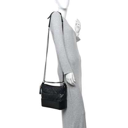 Chanel Aged Calfskin Quilted Medium Gabrielle Hobo Black 2 of 13