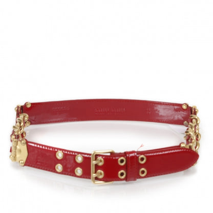 Miu Miu Patent Chain Belt 28 70 Red 1 of 8