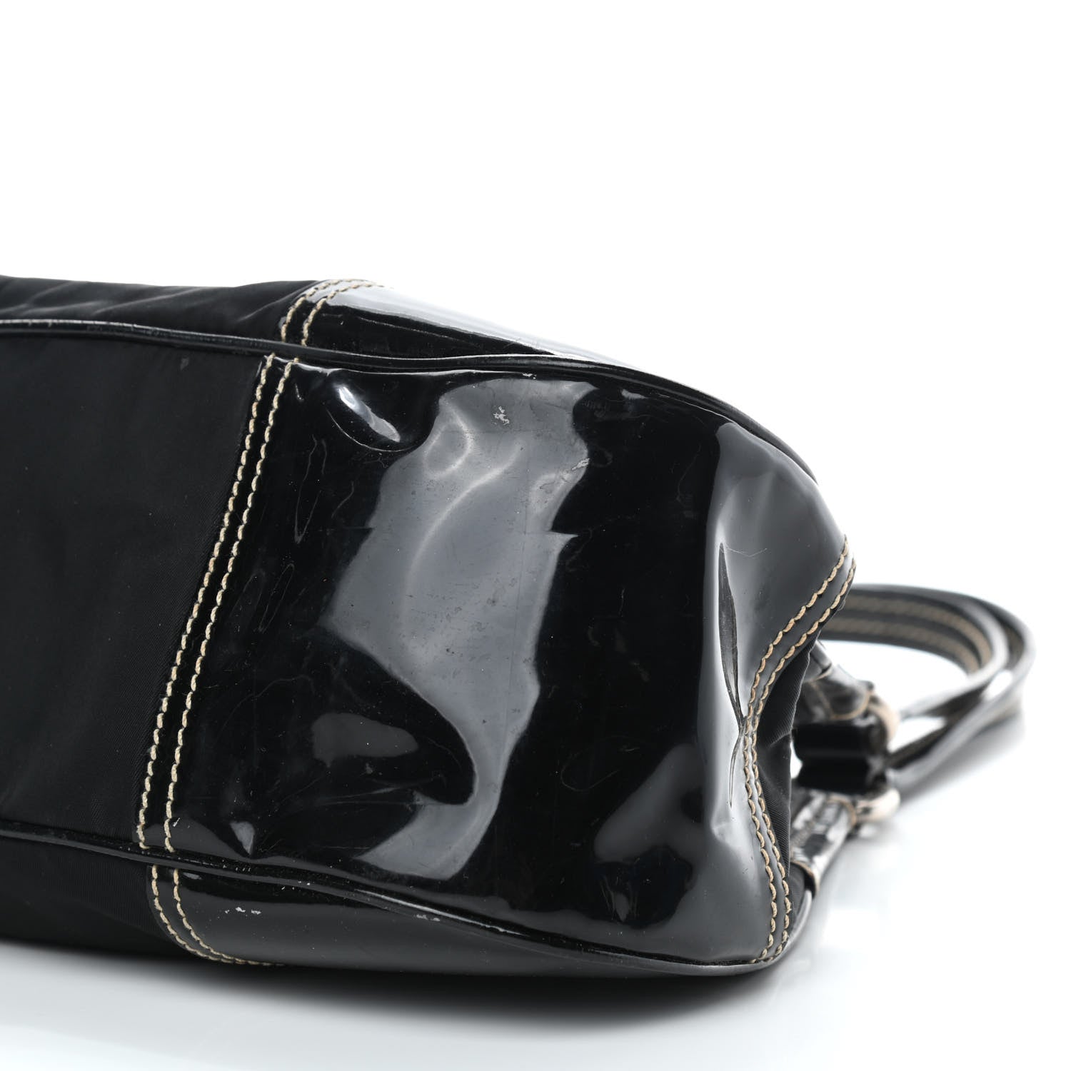 Prada Tessuto Nylon Vernice Hobo Black 9 of 11