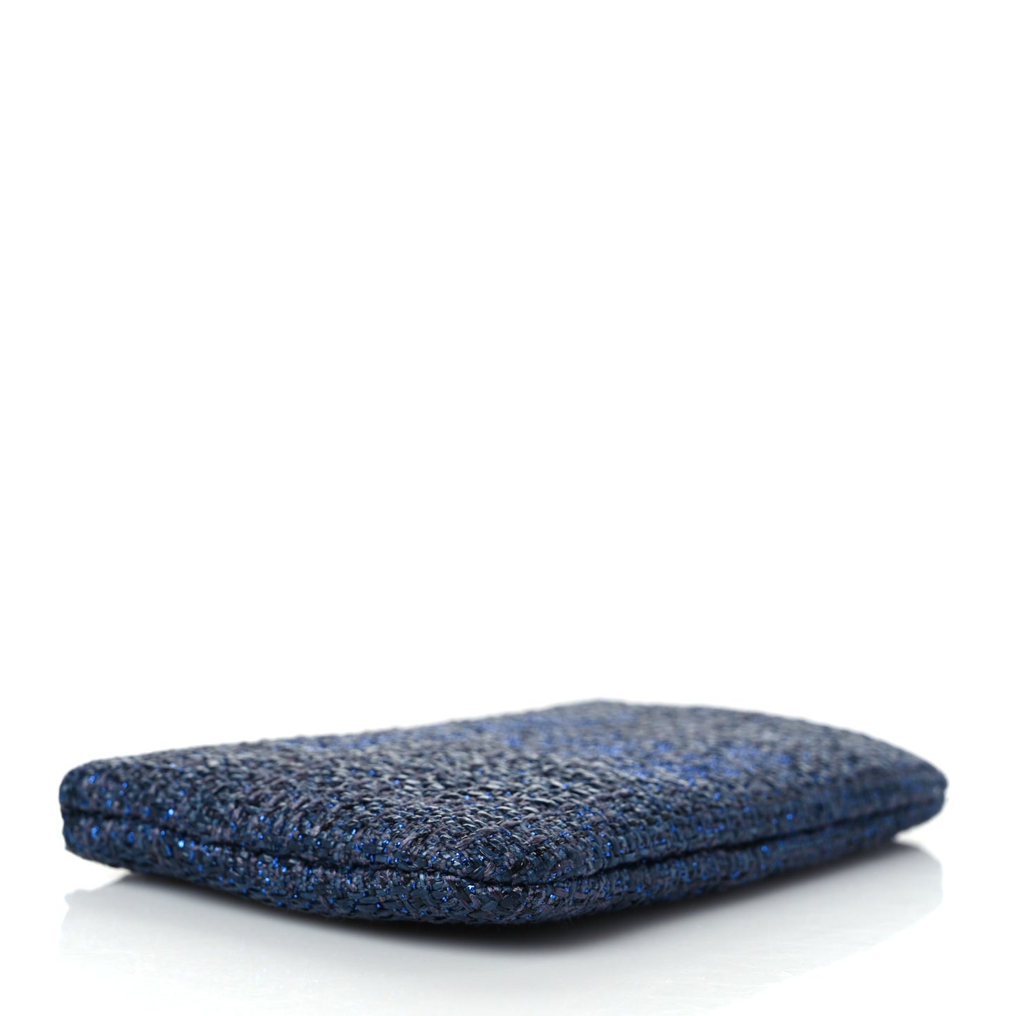 Woven Straw Raffia Deauville Cosmetic Pouch Blue