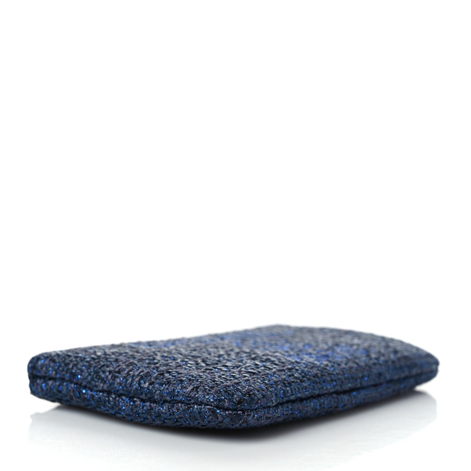 Chanel Woven Straw Raffia Deauville Cosmetic Pouch Blue 4 of 7