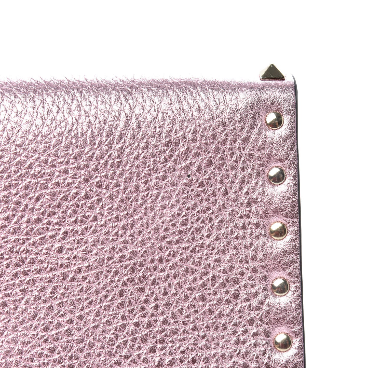 Metallic Pebbled Calfskin Medium Rockstud Envelope Flat Wristlet Pouch Giacinto