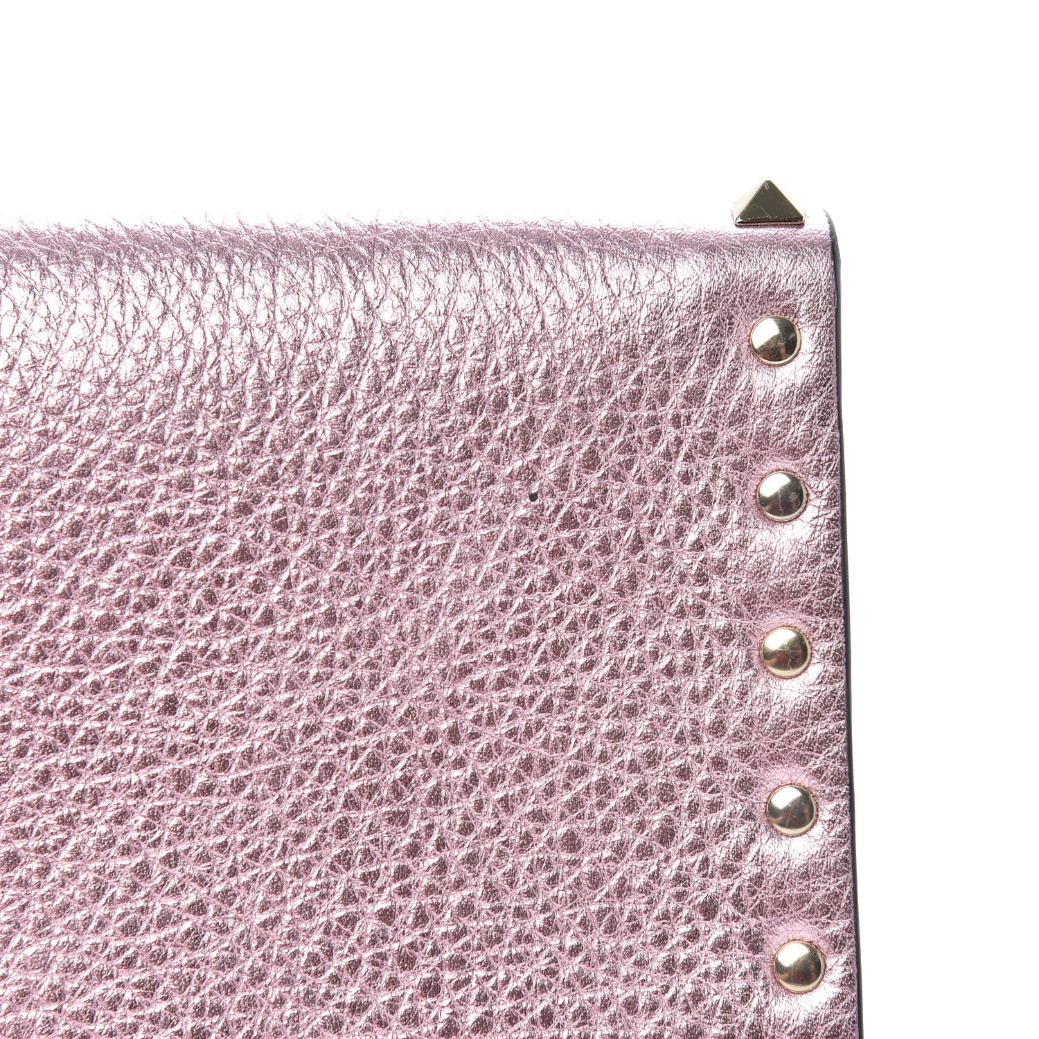 Valentino Garavani Metallic Pebbled Calfskin Medium Rockstud Envelope Flat Wristlet Pouch Giacinto 7 of 9