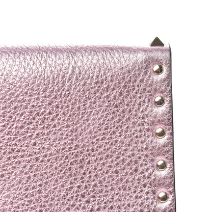 Valentino Garavani Metallic Pebbled Calfskin Medium Rockstud Envelope Flat Wristlet Pouch Giacinto 7 of 9