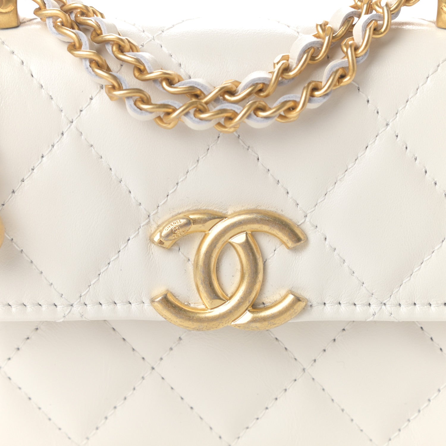 Chanel Calfskin Quilted Perfect Fit Coin Purse With Chain White 8 of 11