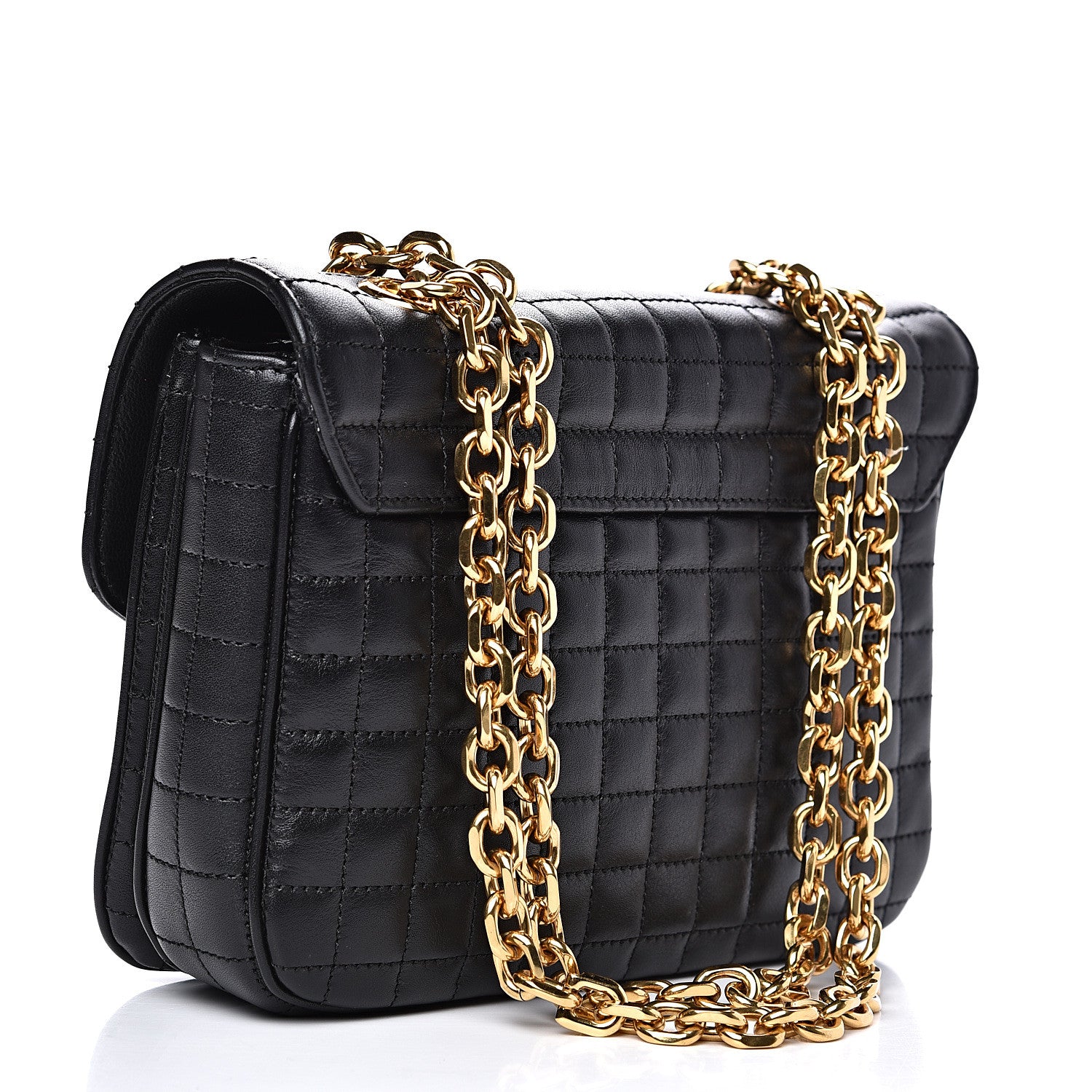 Celine Calfskin Quilted Medium C Bag Black 2 of 7