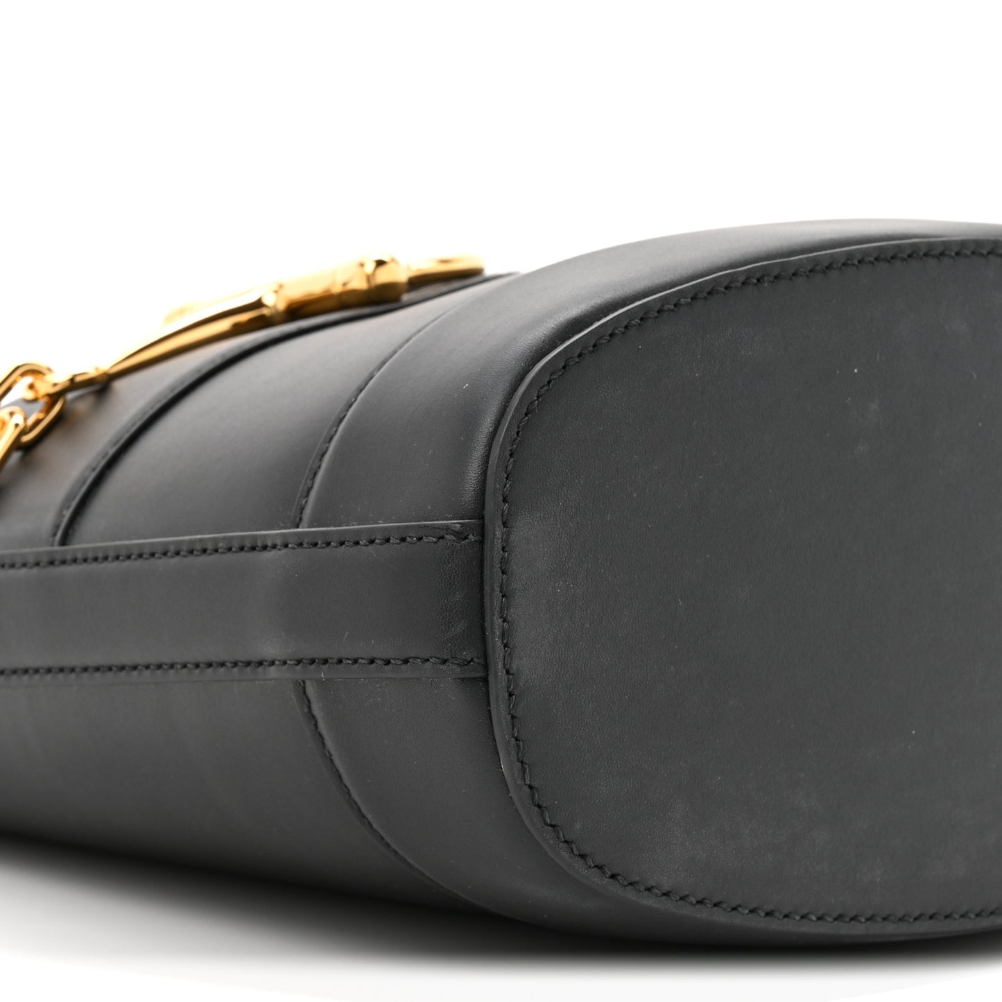 Arabella Calfskin Horsebit 73 Medium Bucket Bag Black