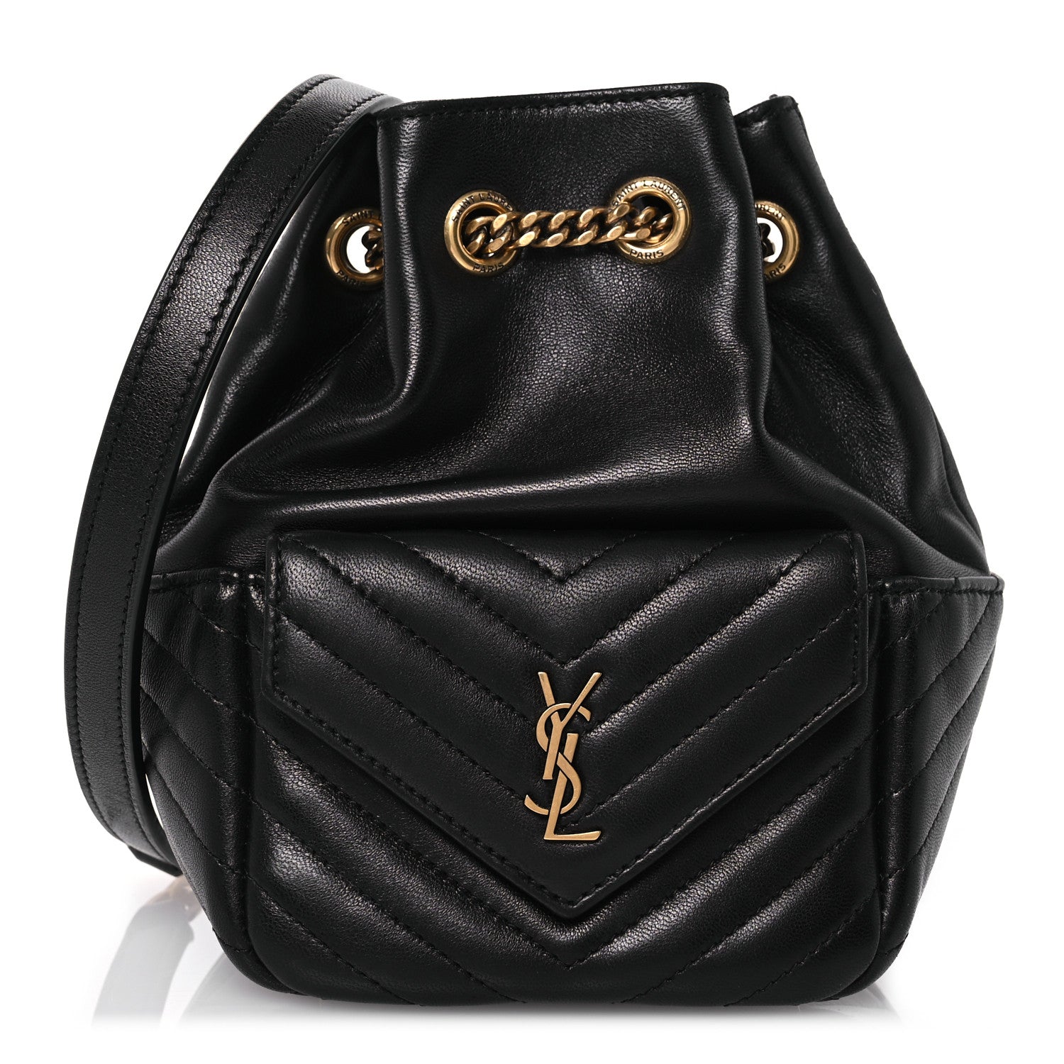 Saint Laurent Lambskin Matelasse Monogram Joe Nano Bucket Bag Black 1 of 13