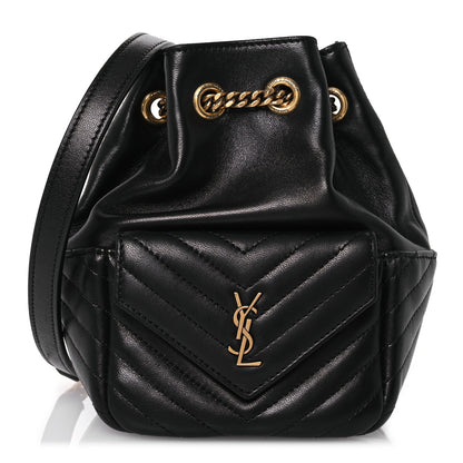 Saint Laurent Lambskin Matelasse Monogram Joe Nano Bucket Bag Black 1 of 13