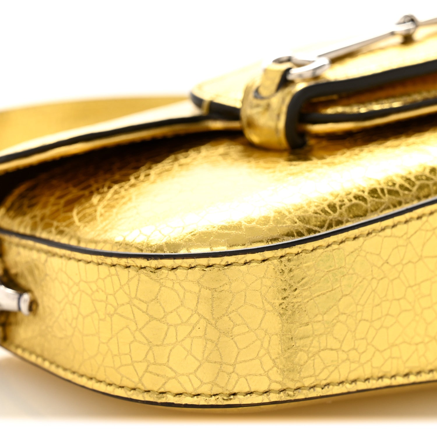 Gucci Metallic Demetra Mini Horsebit 1955 Asymmetric Shoulder Bag Gold 9 of 12