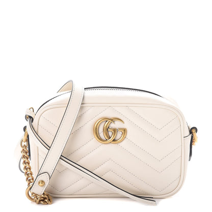 Gucci Calfskin Matelasse Mini GG Marmont Chain Shoulder Bag White 1 of 8