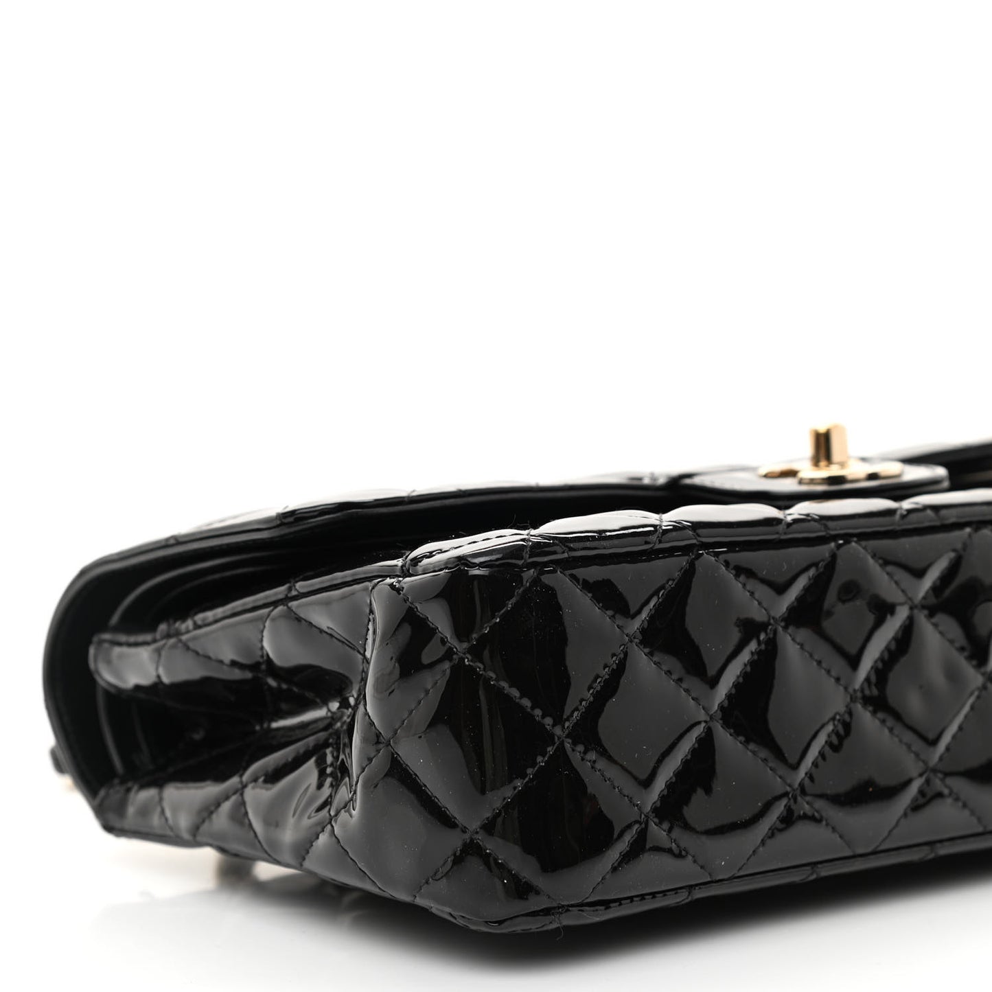 Patent Quilted Medium Double Flap Black