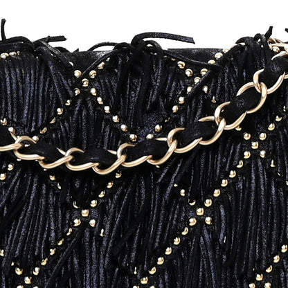 Chanel Iridescent Calfskin Quilted Studded Paris Dallas Fringe Chain Flap Blue 8 of 11