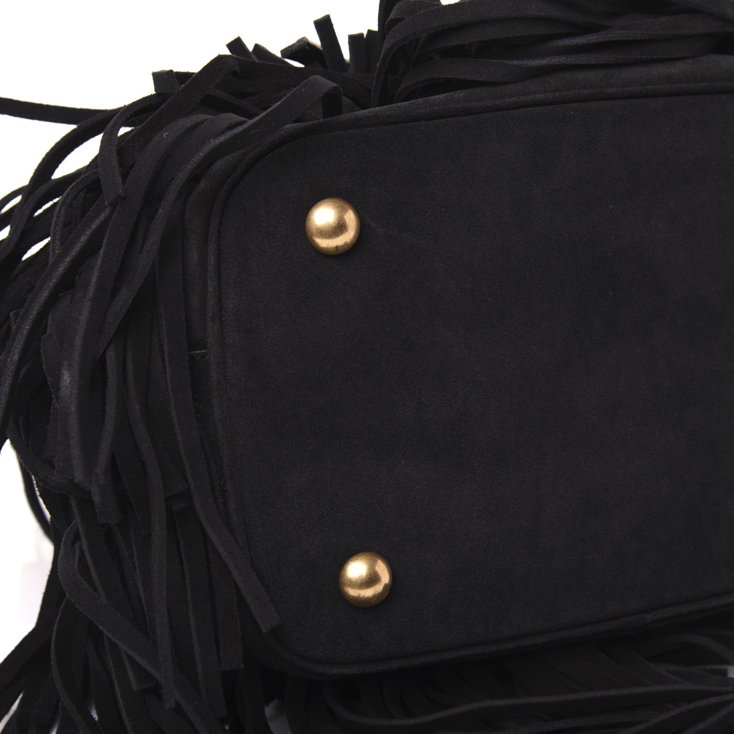 Saint Laurent Suede Calfskin Medium Emmanuelle Fringe Bucket Bag Black 7 of 14