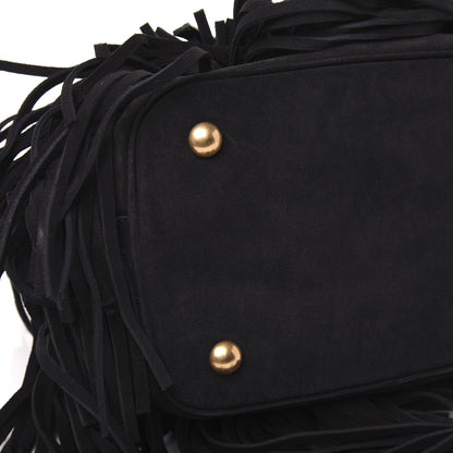 Saint Laurent Suede Calfskin Medium Emmanuelle Fringe Bucket Bag Black 7 of 14