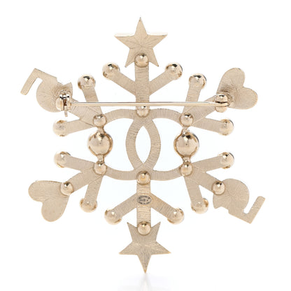 Chanel Crystal Pearl Hearts CC Brooch Gold 3 of 4