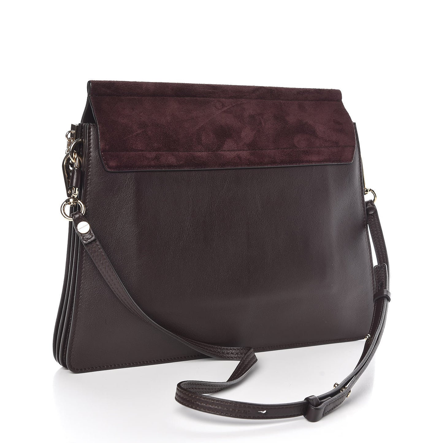 Calfskin Suede Medium Faye Shoulder Bag Carbon Brown