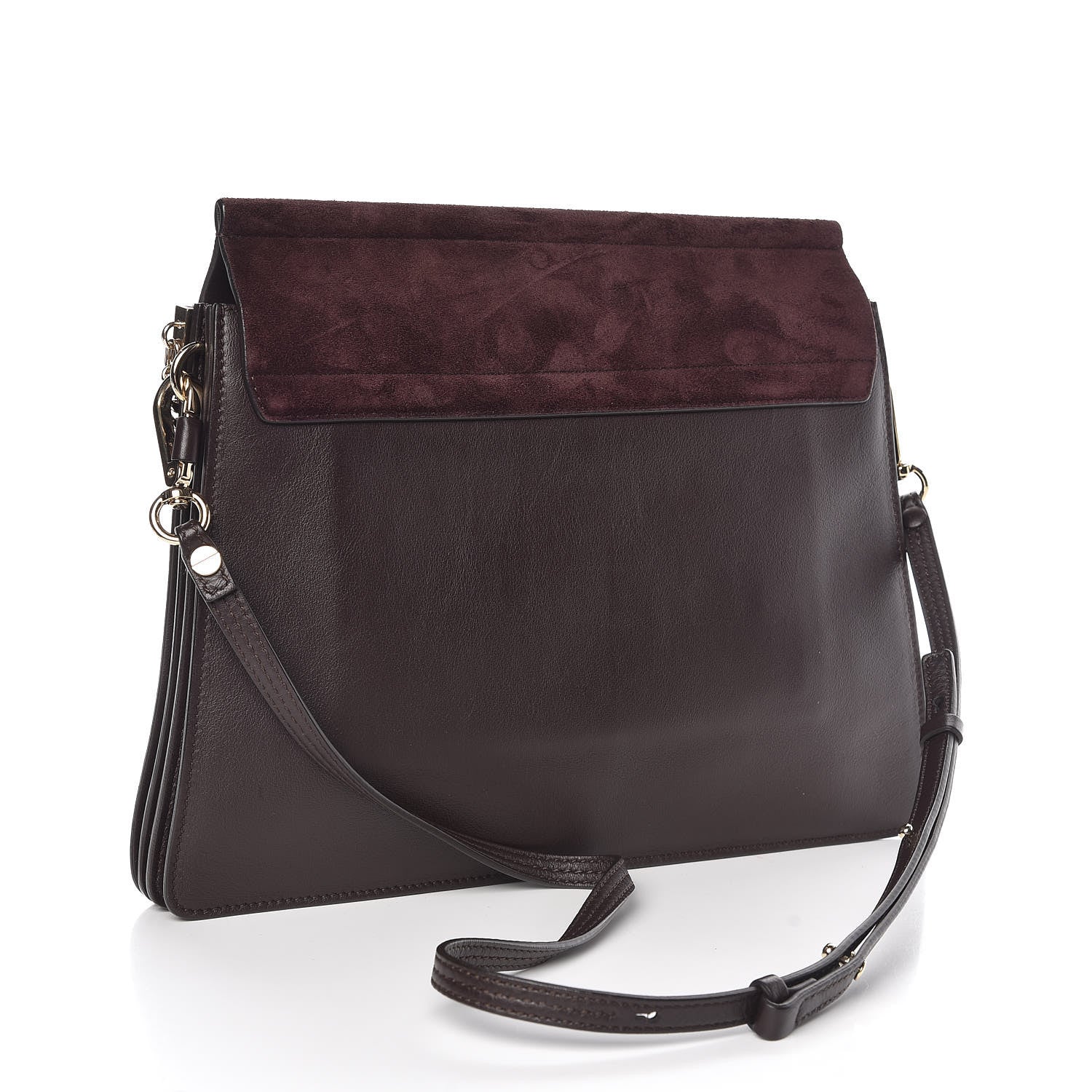 Chloe Calfskin Suede Medium Faye Shoulder Bag Carbon Brown 3 of 9