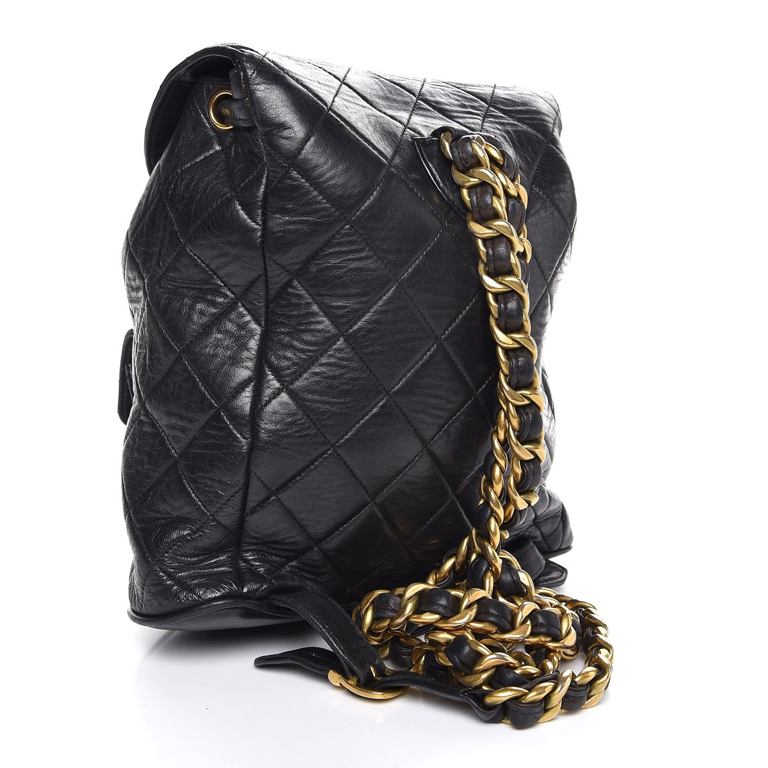Chanel Lambskin Quilted Drawstring Backpack Black 4 of 19