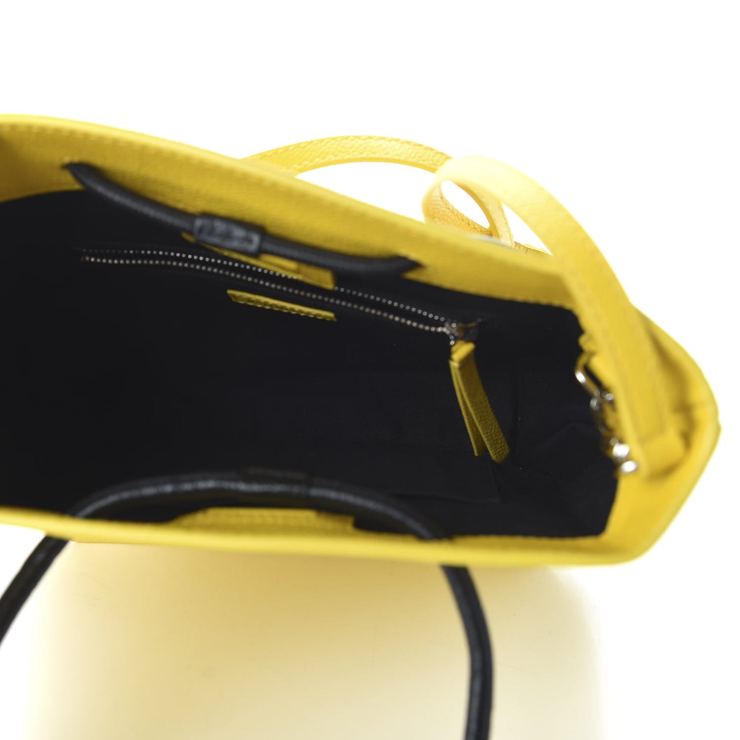 Heritage Calfskin Logo XXS Shopping Tote Jaune Primaire Black