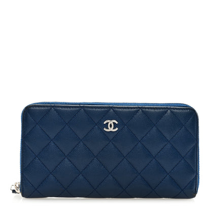 Chanel Caviar Quilted Large Gusset Zip Around Wallet Blue 1 of 7