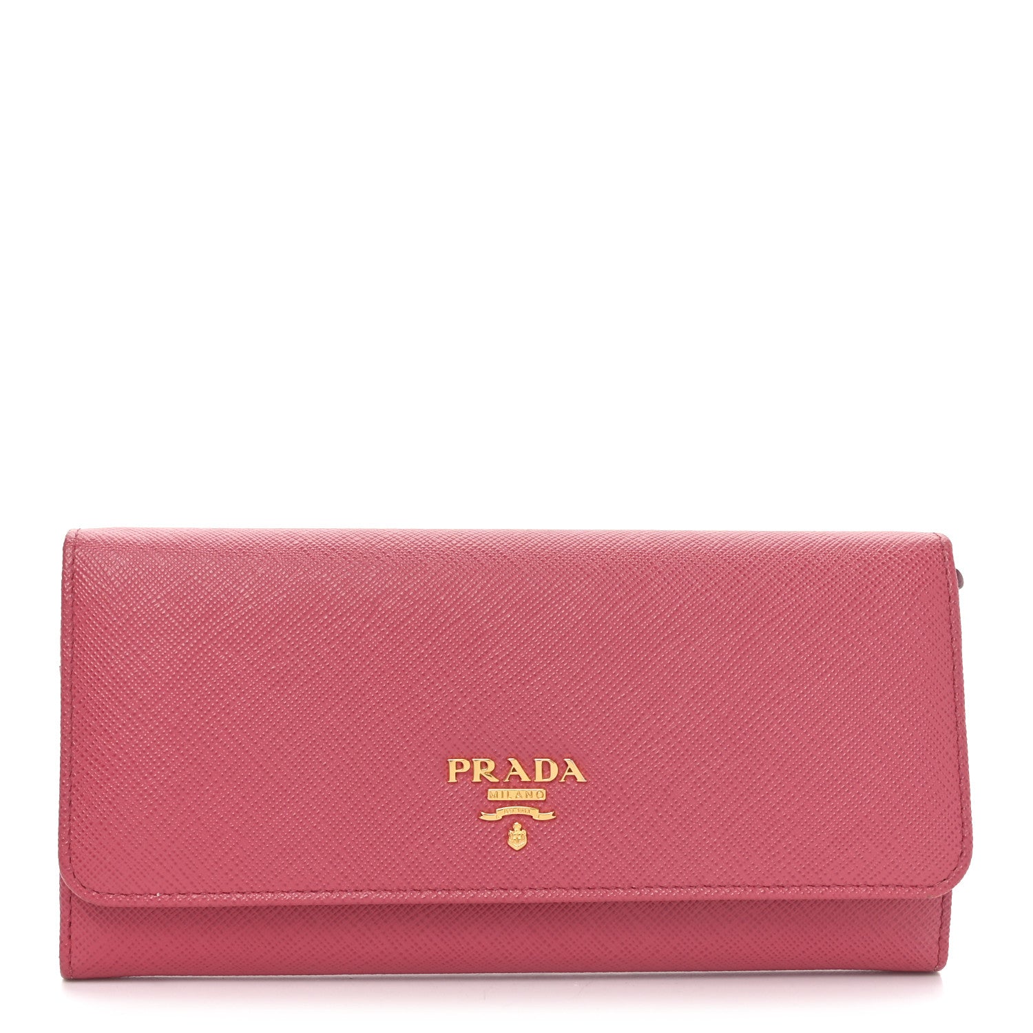Prada Saffiano Metal Continental Flap Wallet Fragola Talco 1 of 8
