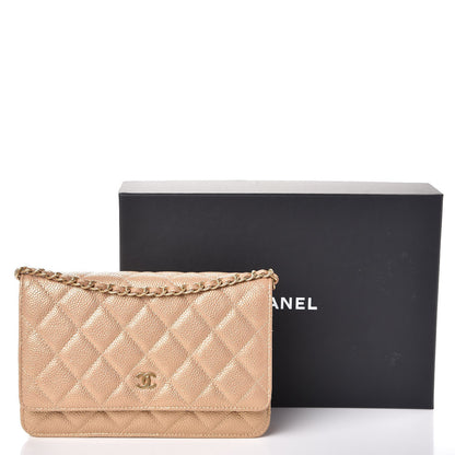 Chanel Pearly Caviar Quilted Wallet On Chain WOC Gold 12 of 12
