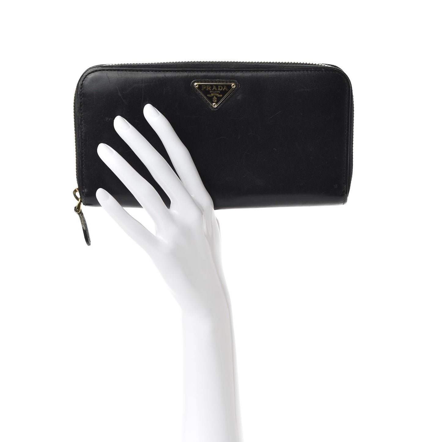 Vitello Shine Zip Around Wallet Black