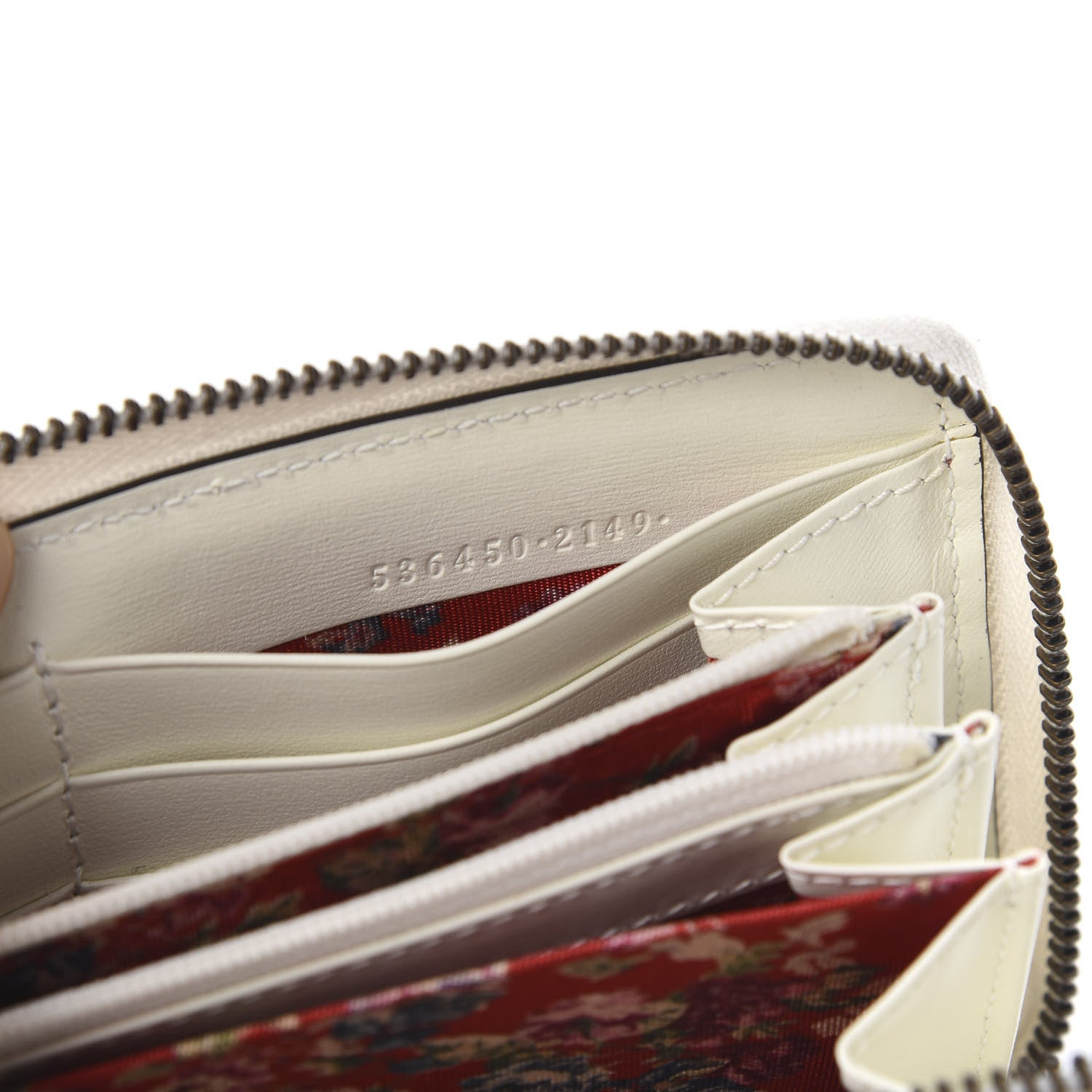Gucci Calfskin Web Trapuntata GG Zip Around Wallet Off White 7 of 8