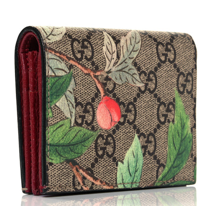 Gucci GG Supreme Monogram Tian Card Case Beige Multicolor Red 3 of 8