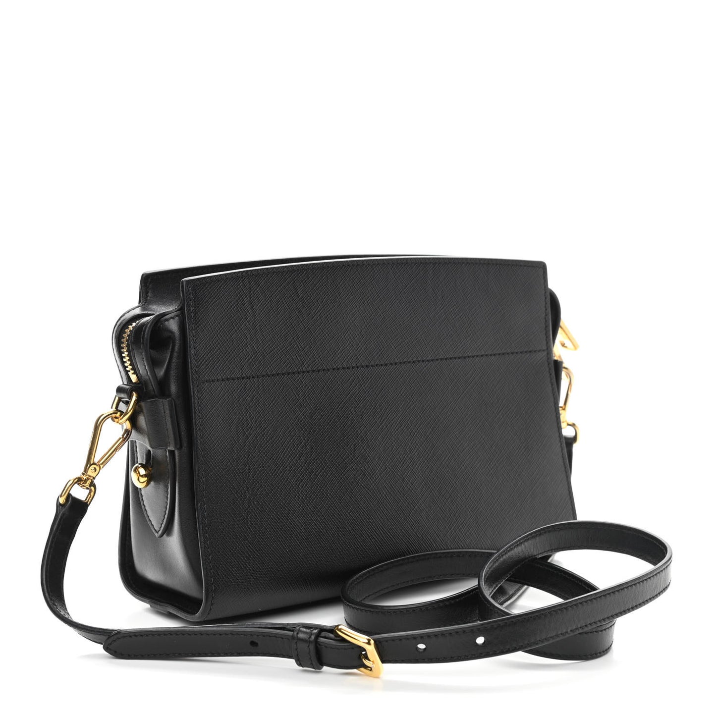 Saffiano City Calfskin Esplanade Crossbody Bag Black