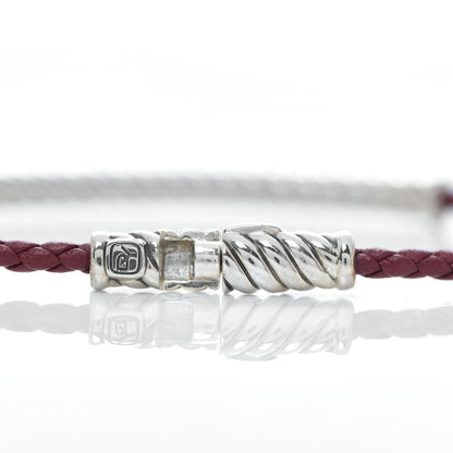 David Yurman Sterling Silver Leather Cable Metro Bracelet Red 4 of 5