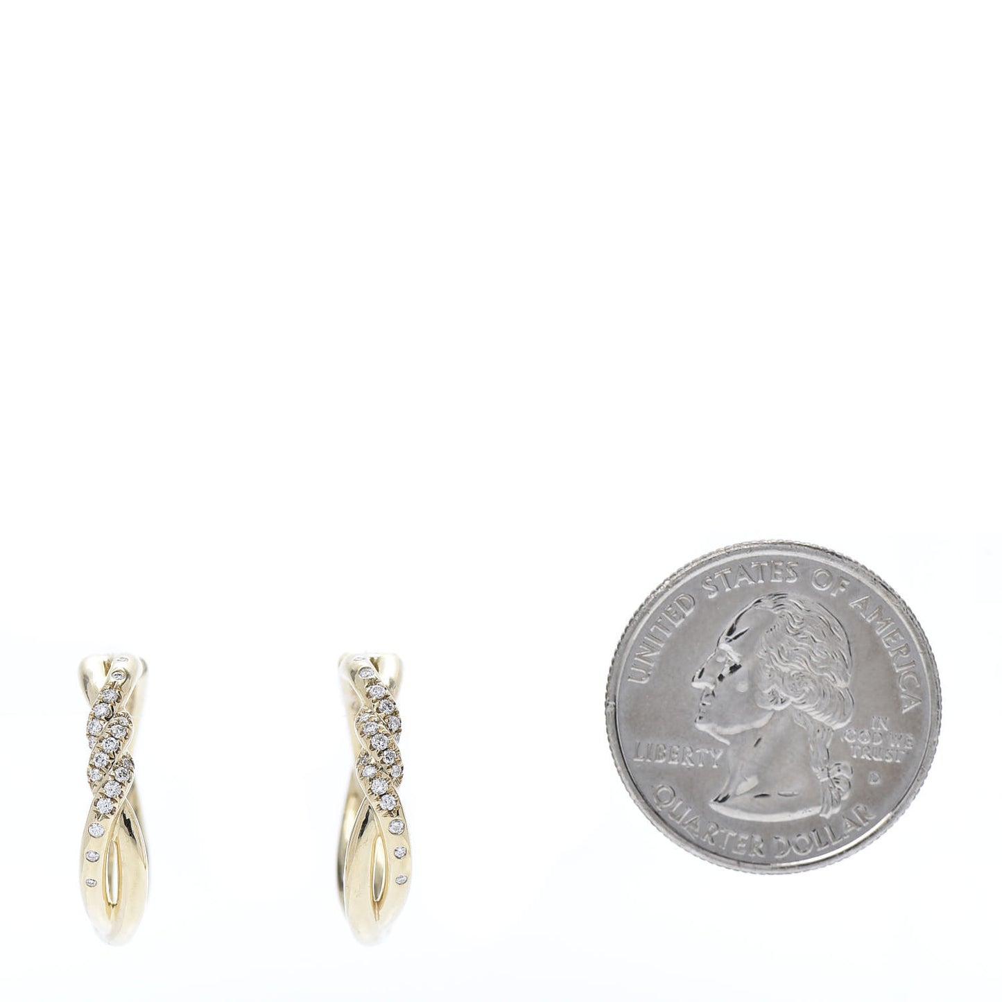 18K Yellow Gold Diamond 21mm Continuous Hoop Earrings