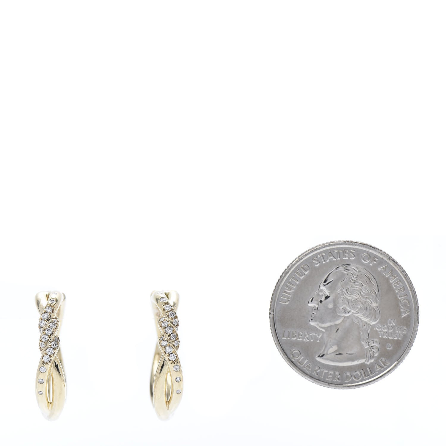David Yurman 18K Yellow Gold Diamond 21mm Continuous Hoop Earrings 2 of 5