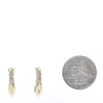 David Yurman 18K Yellow Gold Diamond 21mm Continuous Hoop Earrings 2 of 5