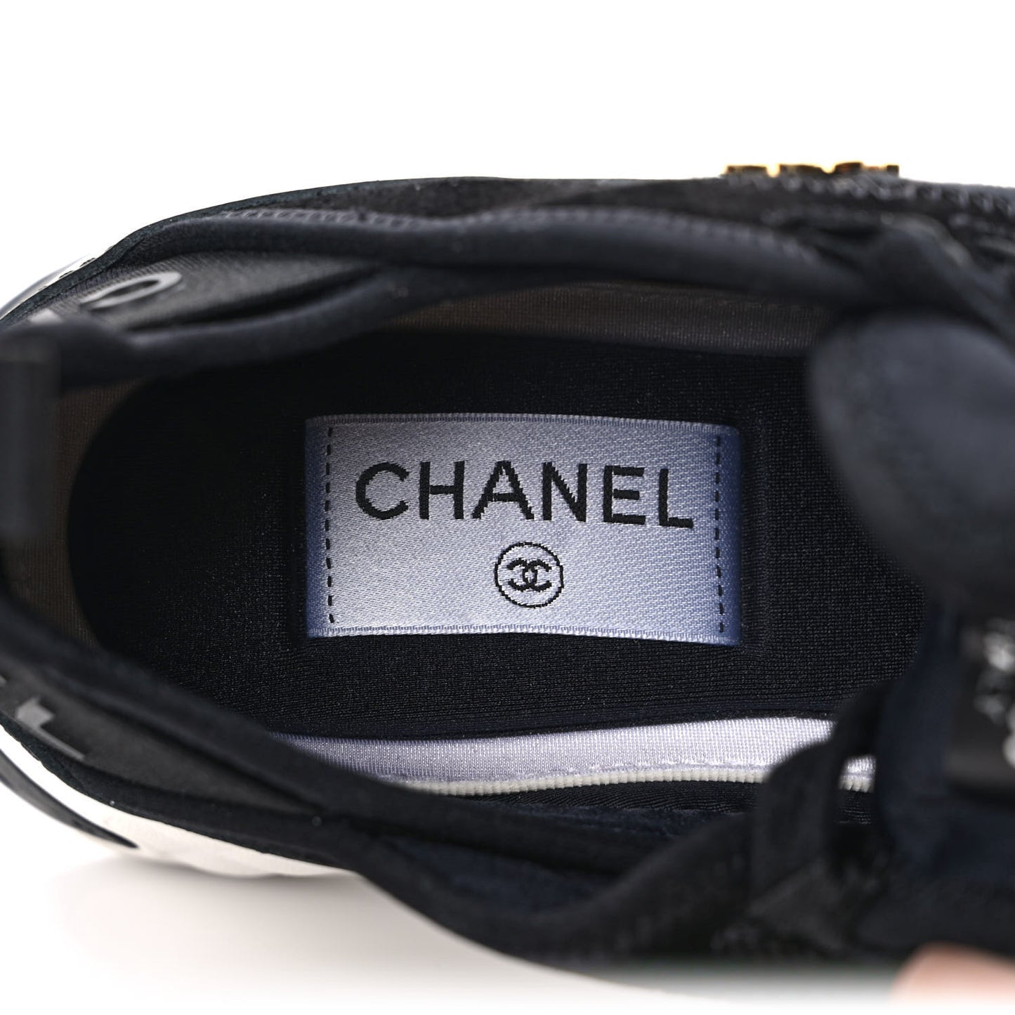 Velvet Calfskin Mixed Fibers CC Sneakers 36 Black