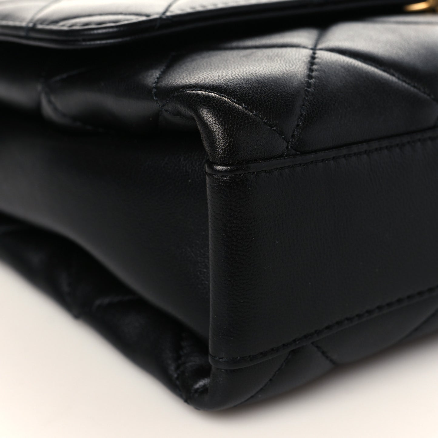 Lambskin Quilted Small CC Crystal Logo Chain Flap Black