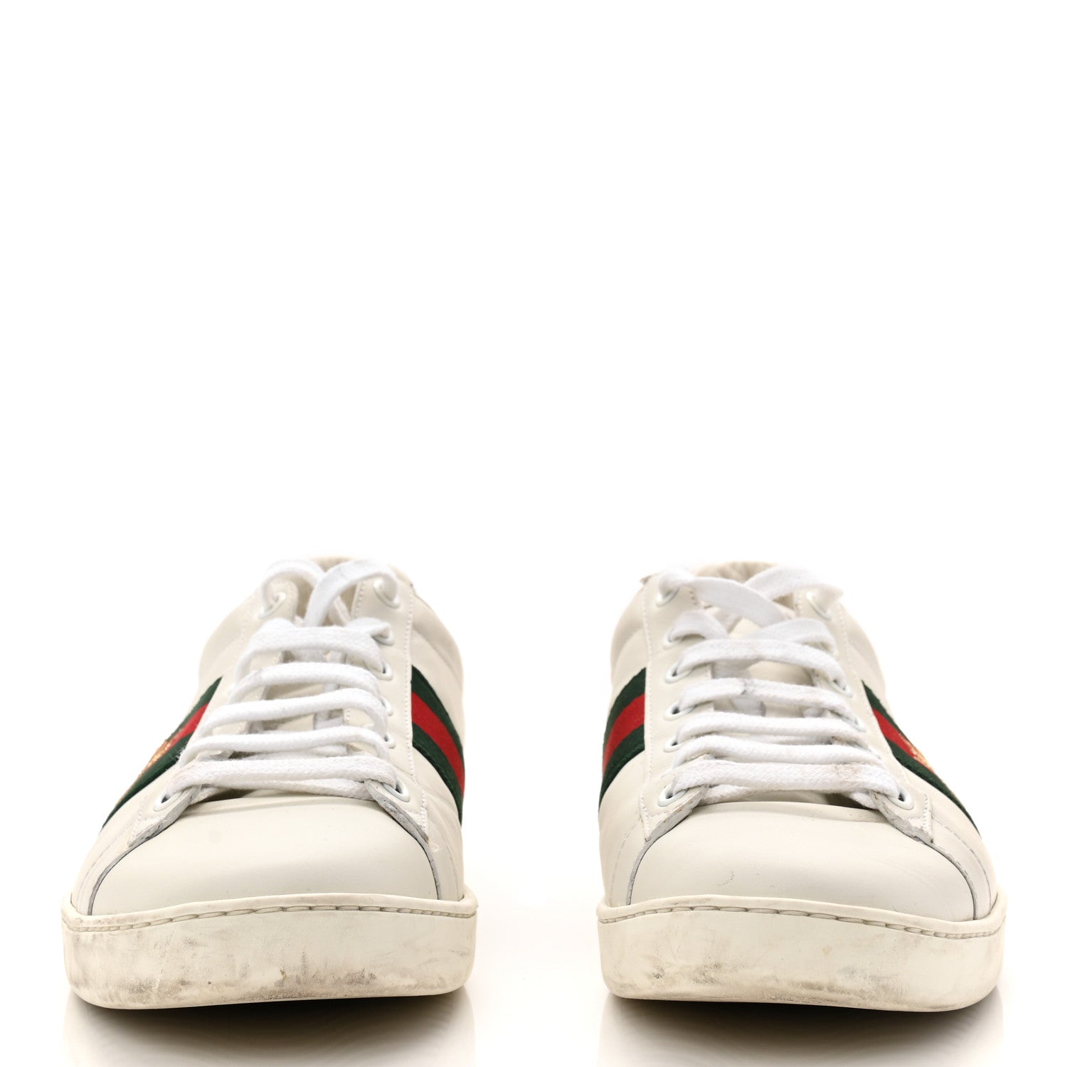 Gucci Calfskin Ayers Bee Embroidered Womens Ace Sneakers 39.5 White Green 3 of 20