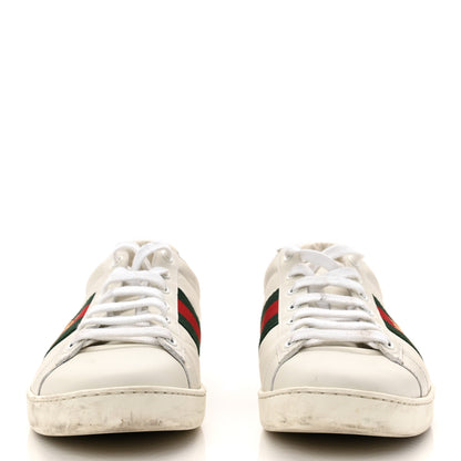 Gucci Calfskin Ayers Bee Embroidered Womens Ace Sneakers 39.5 White Green 3 of 20