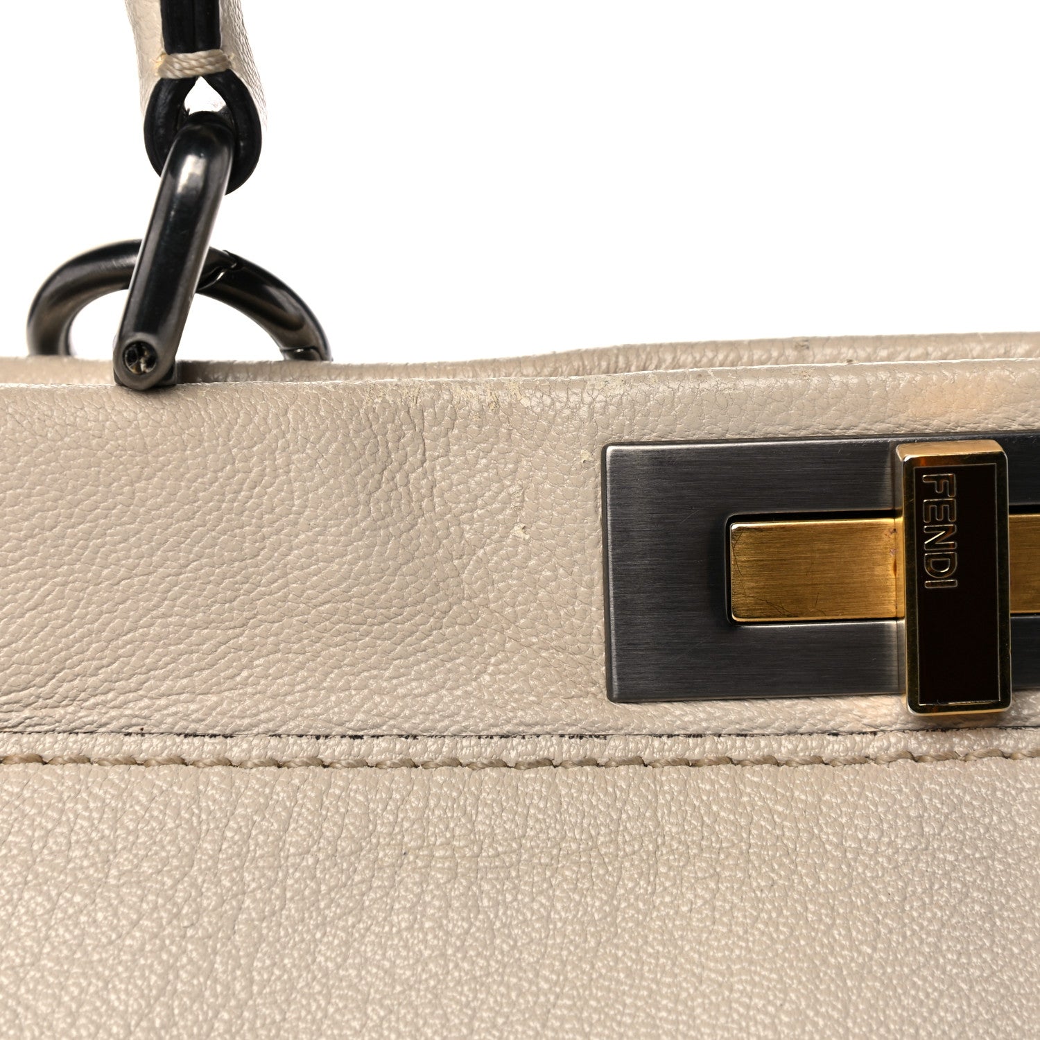 Fendi Goatskin Stingray Medium Peekaboo Iconic Satchel White Pink 20 of 31