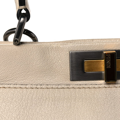 Fendi Goatskin Stingray Medium Peekaboo Iconic Satchel White Pink 20 of 31