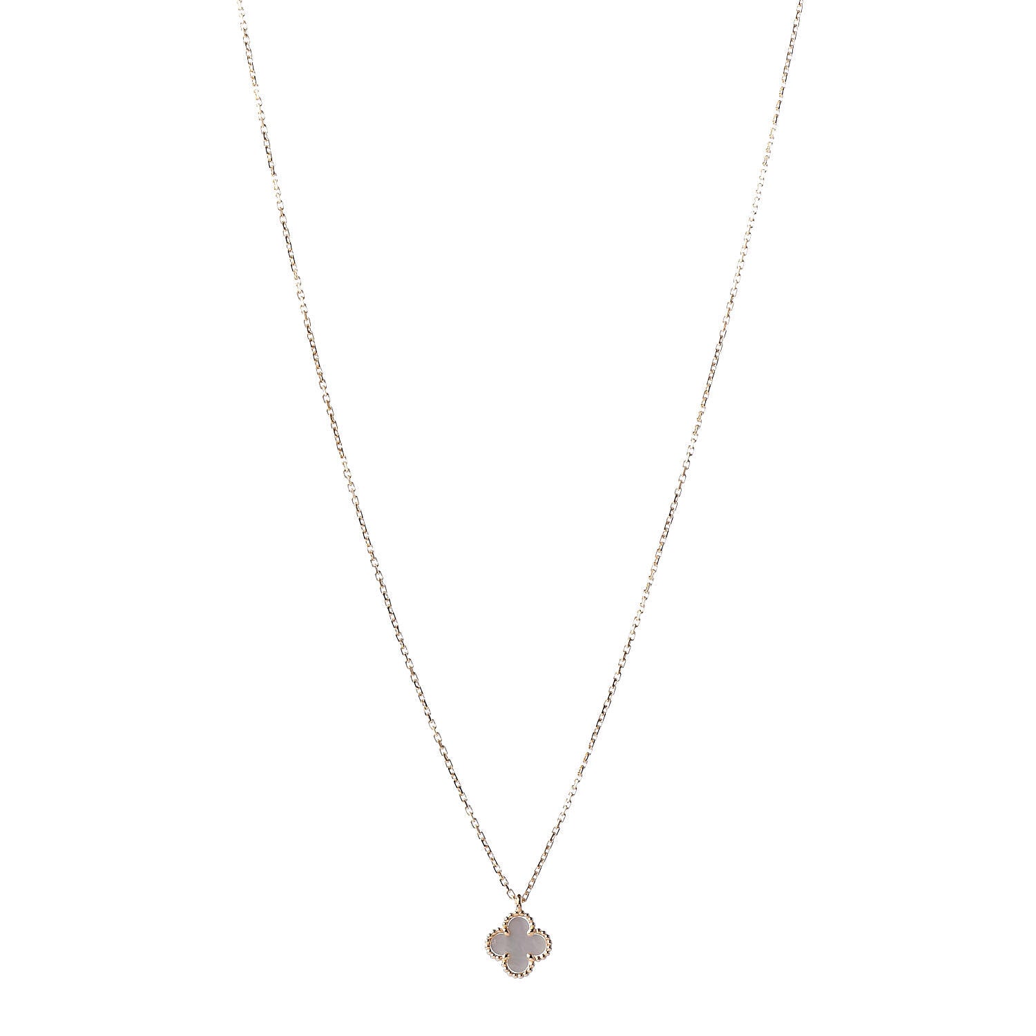 Van Cleef & Arpels 18K Yellow Gold Mother of Pearl Sweet Alhambra Pendant Necklace 1 of 8