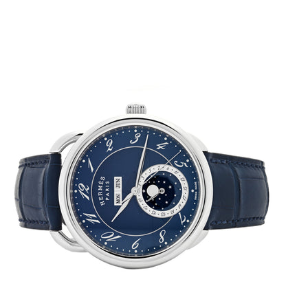 Hermes Stainless Steel Alligator 43mm Arceau Grande Lune Automatic Watch Bleu Abysse 2 of 5