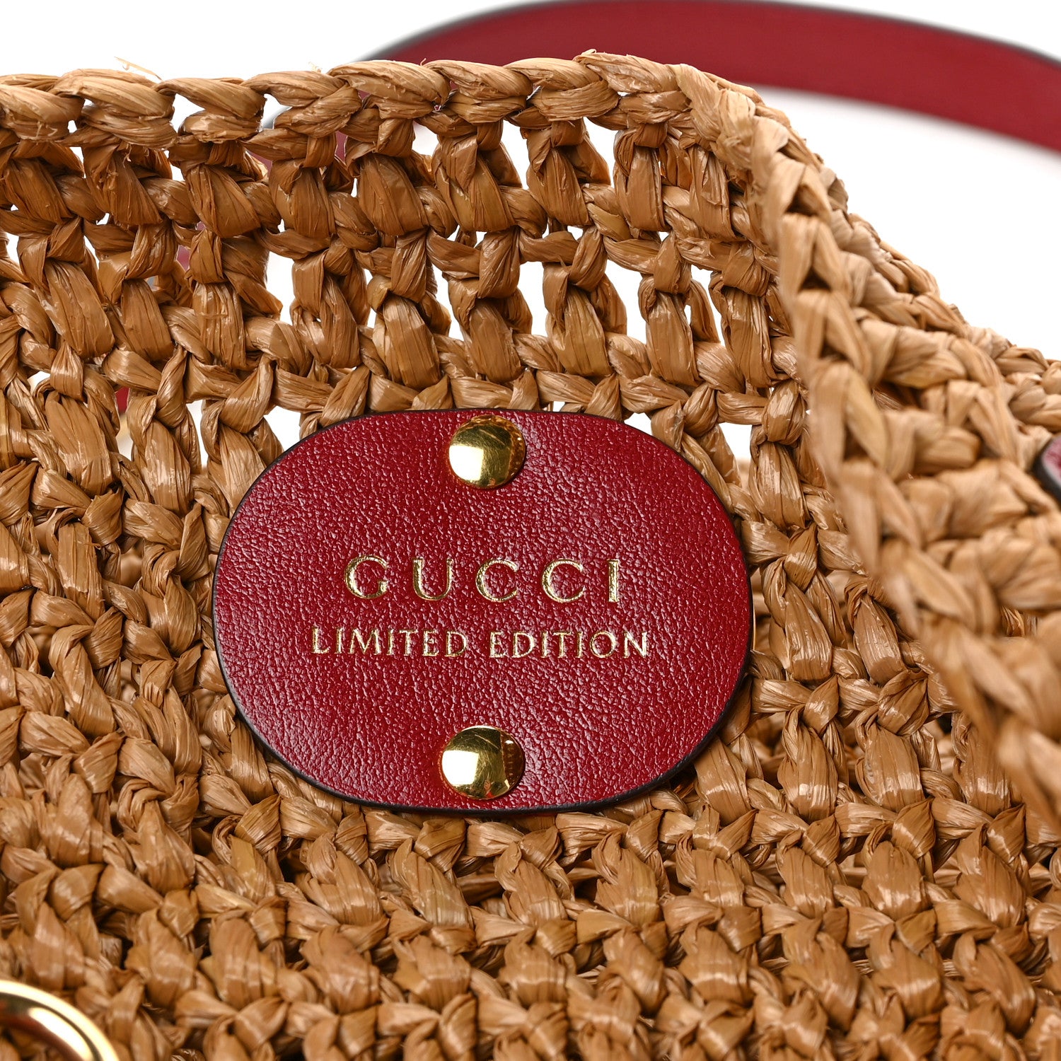 Gucci Raffia Effect Medium GG Marmont Shoulder Tote Bag Natural Red Green 6 of 10