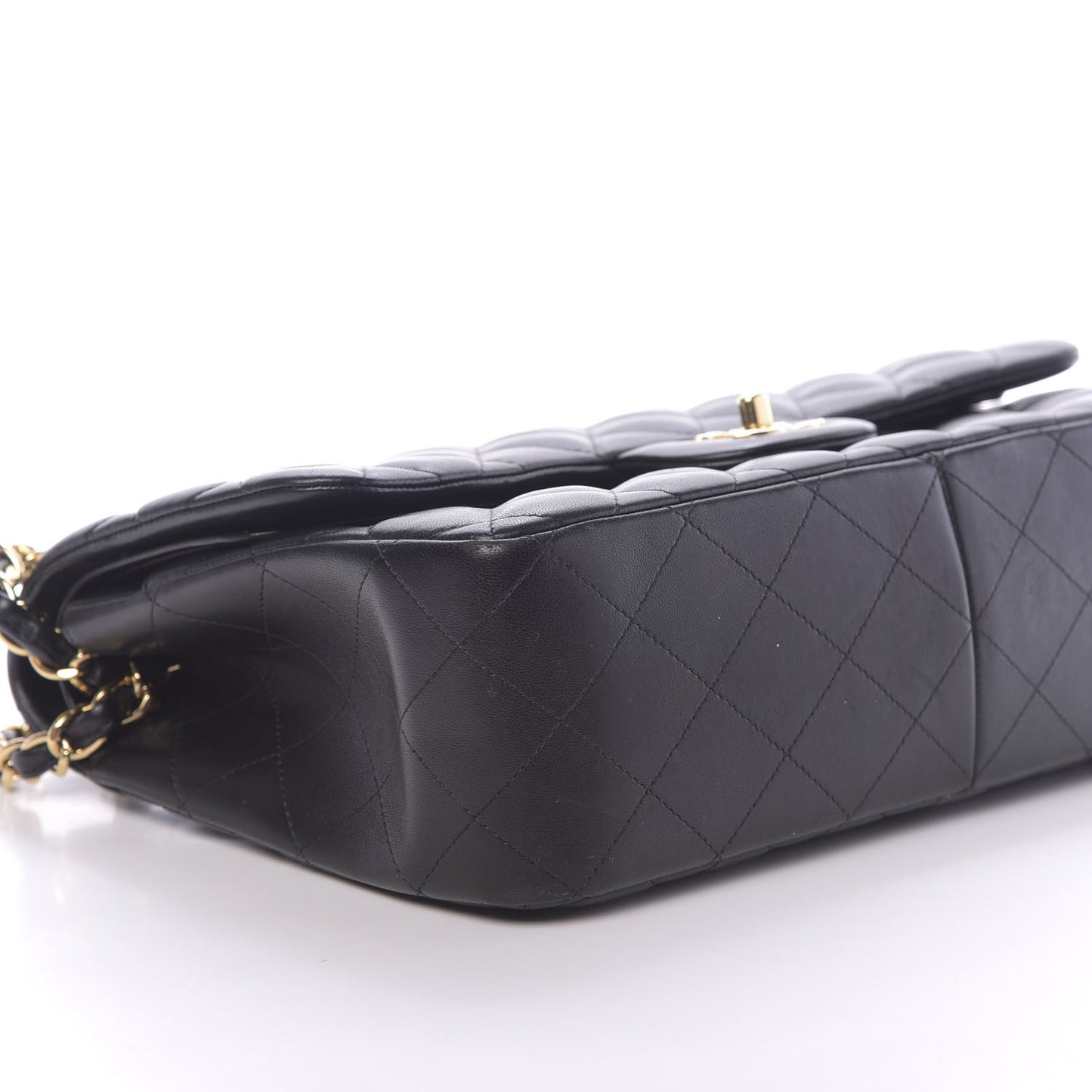 Lambskin Quilted Jumbo Double Flap Black