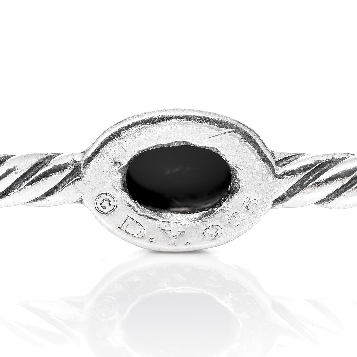 Sterling Silver Black Onyx Color Classics Bangle Bracelet Set of 2