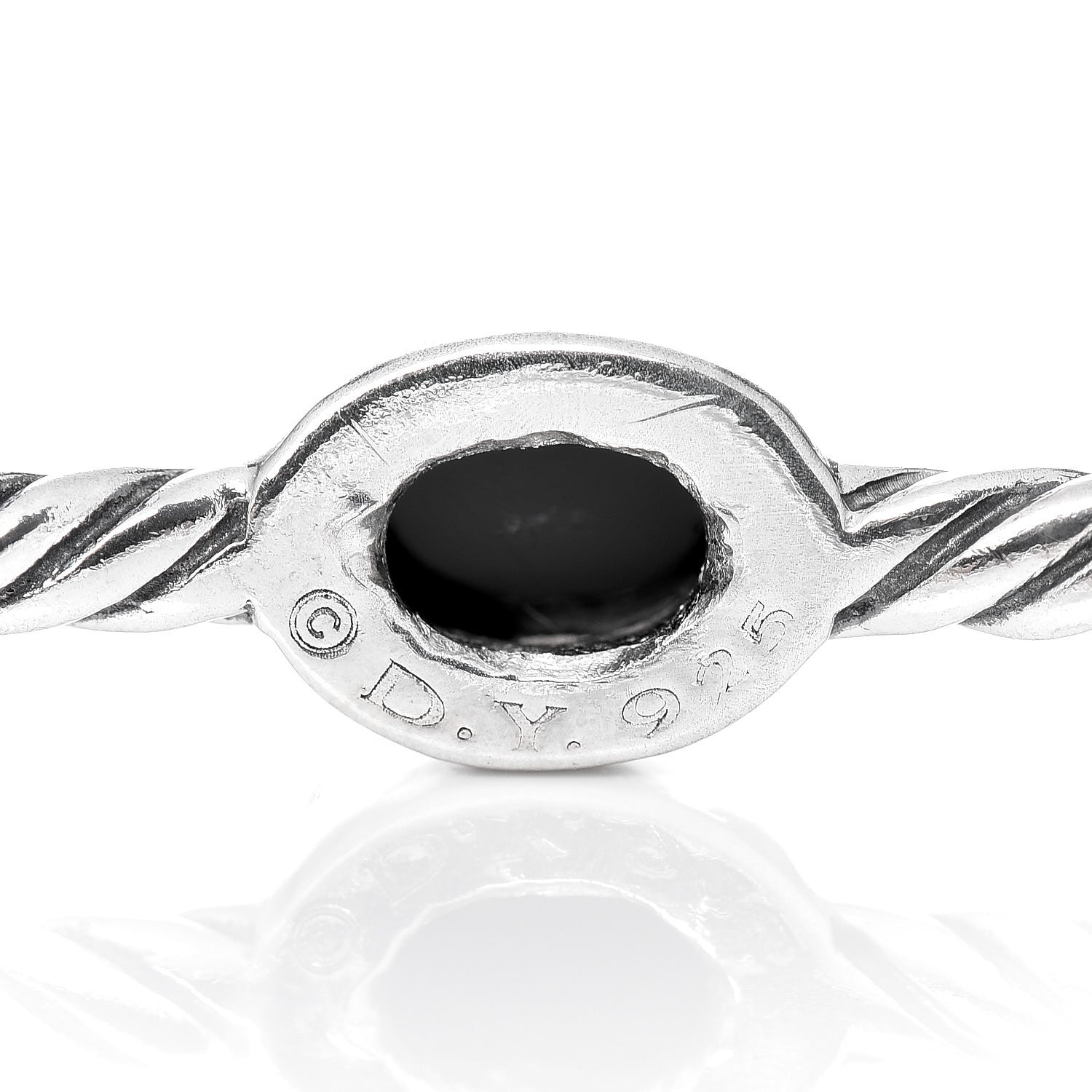 David Yurman Sterling Silver Black Onyx Color Classics Bangle Bracelet Set of 2 5 of 6