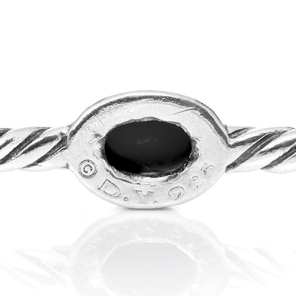 David Yurman Sterling Silver Black Onyx Color Classics Bangle Bracelet Set of 2 5 of 6