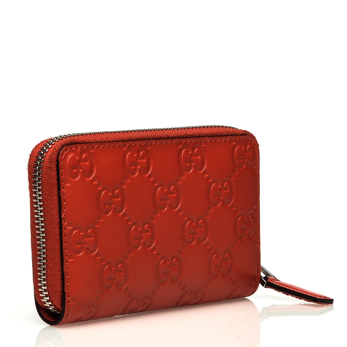 Guccissima Zip Around Card Case Red