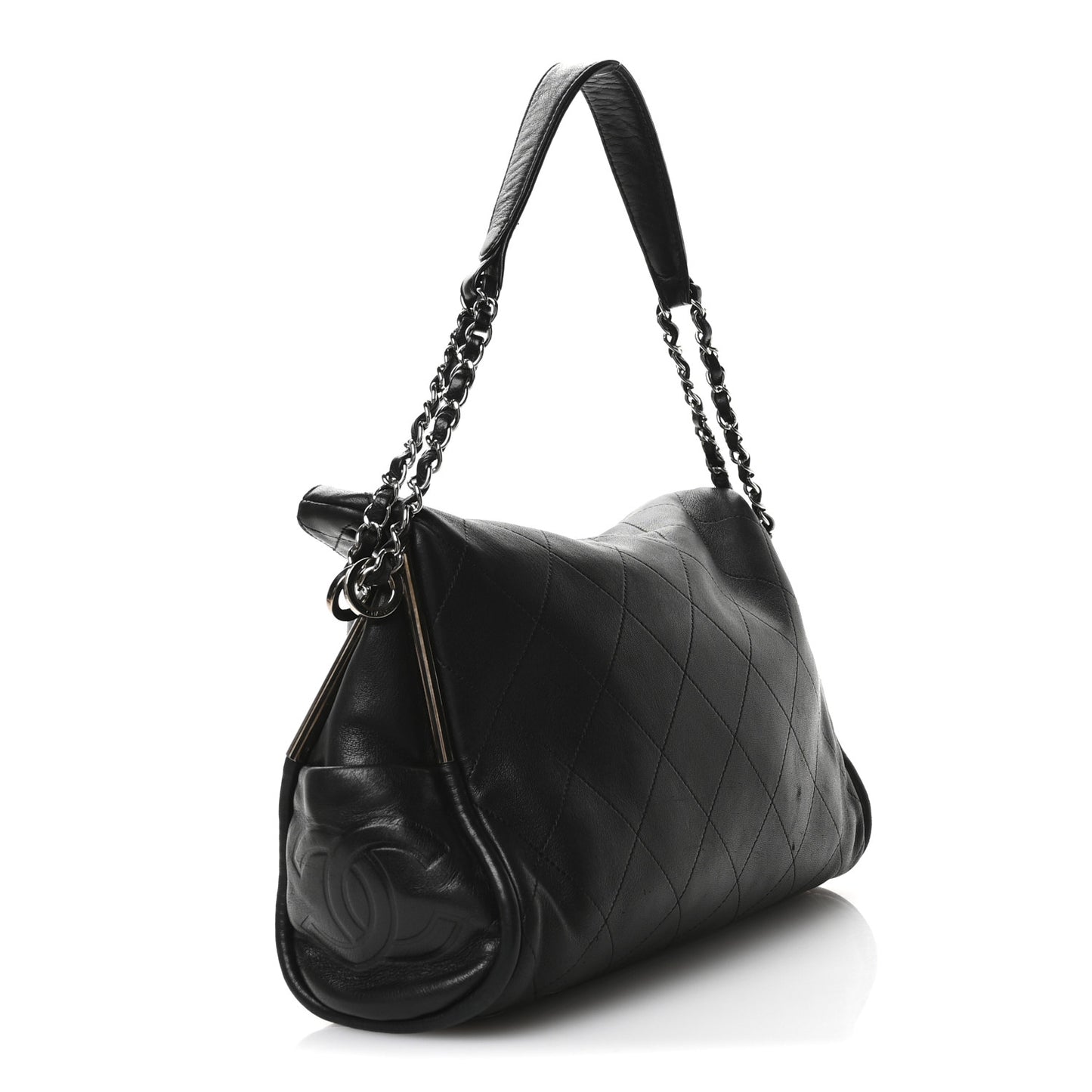 Lambskin Stitched Medium Ultimate Soft Tote Black